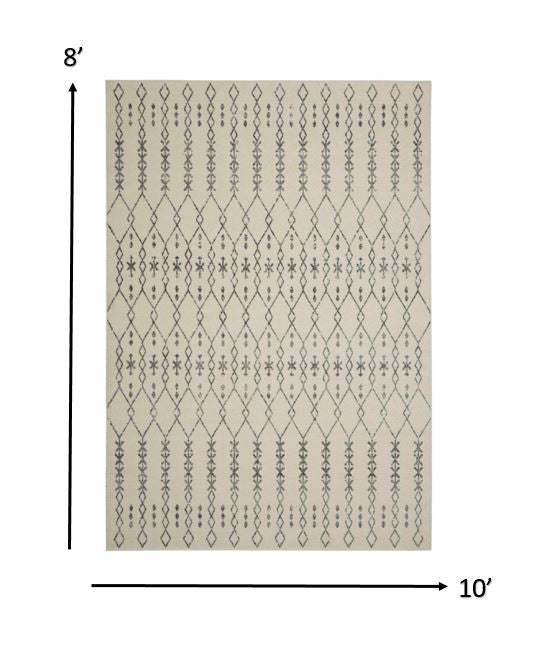 8' Gray Geometric Power Loom Runner Rug