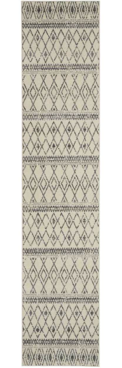 8' Gray Geometric Berber Power Loom Runner Rug