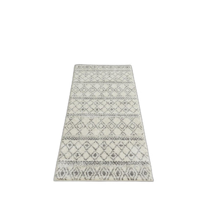 8' Gray Geometric Berber Power Loom Runner Rug