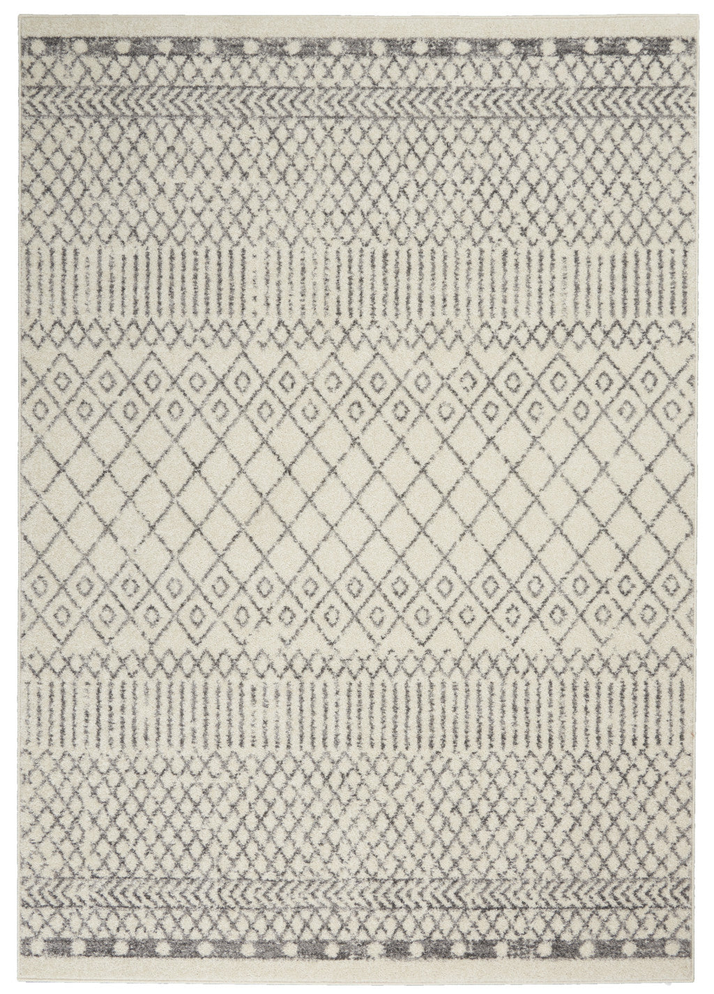 5' X 7' Gray Geometric Power Loom Area Rug