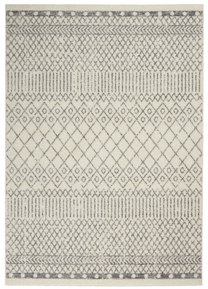 5' X 7' Gray Geometric Power Loom Area Rug