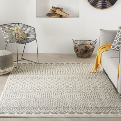 5' X 7' Gray Geometric Power Loom Area Rug