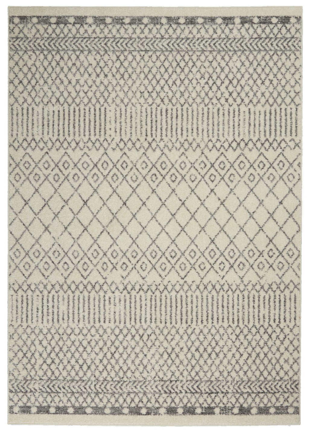 5' X 7' Gray Geometric Power Loom Area Rug