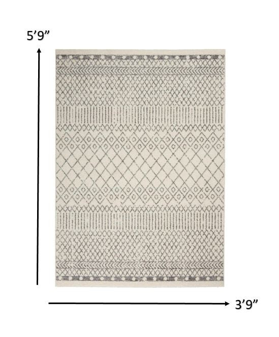 5' X 7' Gray Geometric Power Loom Area Rug