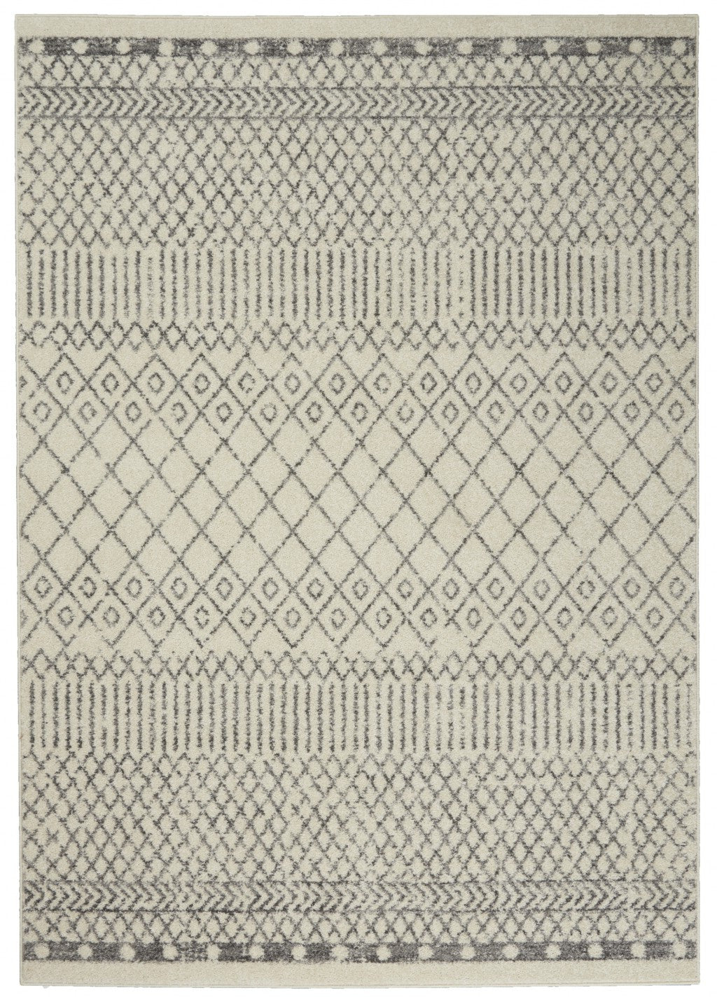 5' X 7' Gray Geometric Power Loom Area Rug