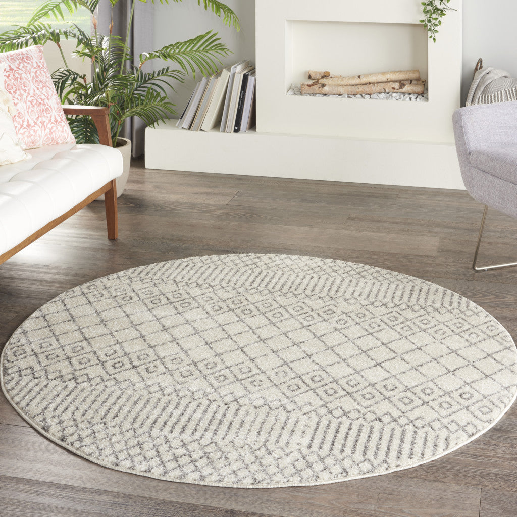 5' X 7' Gray Geometric Power Loom Area Rug