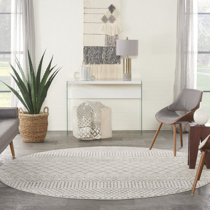 5' X 7' Gray Geometric Power Loom Area Rug