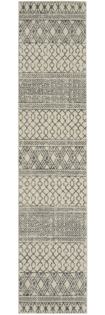 10' Gray Geometric Power Loom Runner Rug