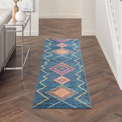 7' X 10' Navy Blue Southwestern Berber Area Rug