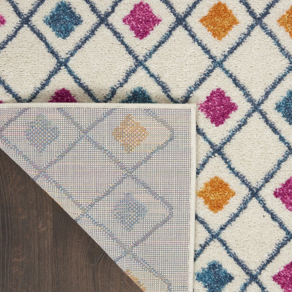 5' X 7' Ivory And Blue Geometric Area Rug