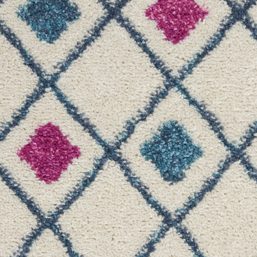 5' X 7' Ivory And Blue Geometric Area Rug