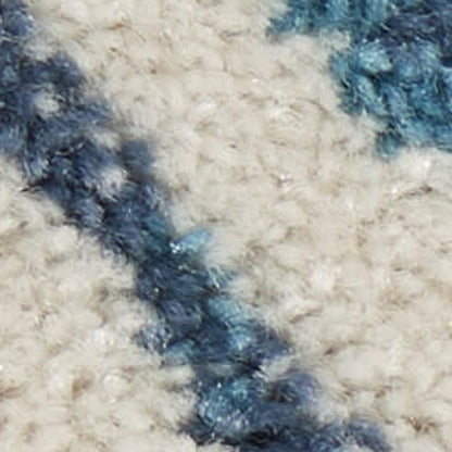 5' X 7' Ivory And Blue Geometric Area Rug