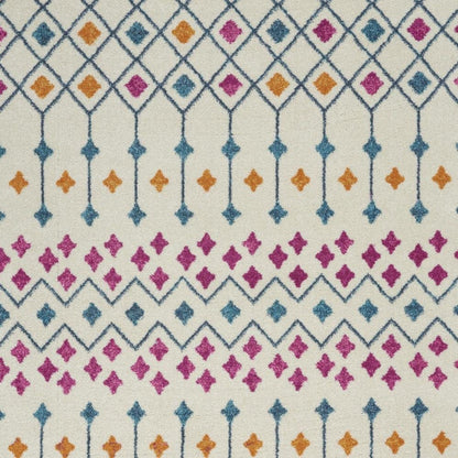 5' X 7' Ivory And Blue Geometric Area Rug