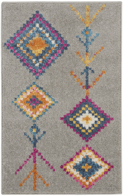 8' X 10' Gray Geometric Berber Area Rug