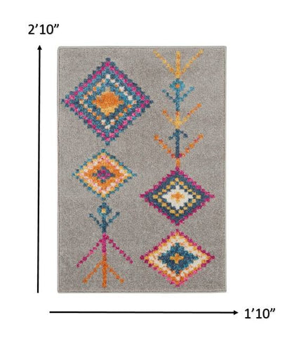 8' X 10' Gray Geometric Berber Area Rug