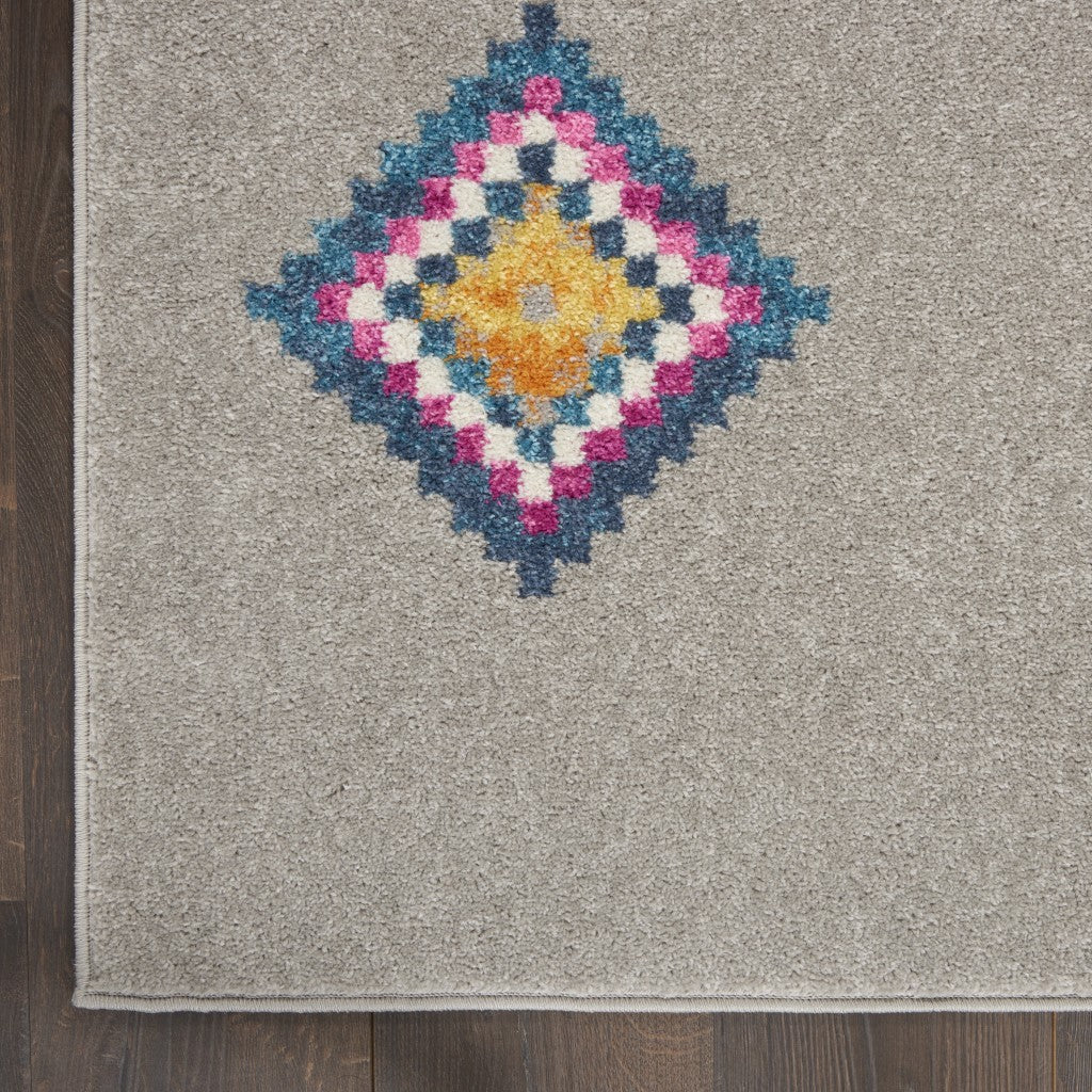 8' X 10' Gray Geometric Berber Area Rug