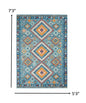 5' X 7' Blue And Orange Geometric Dhurrie Area Rug