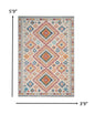 5' X 7' Gray And Ivory Geometric Dhurrie Area Rug