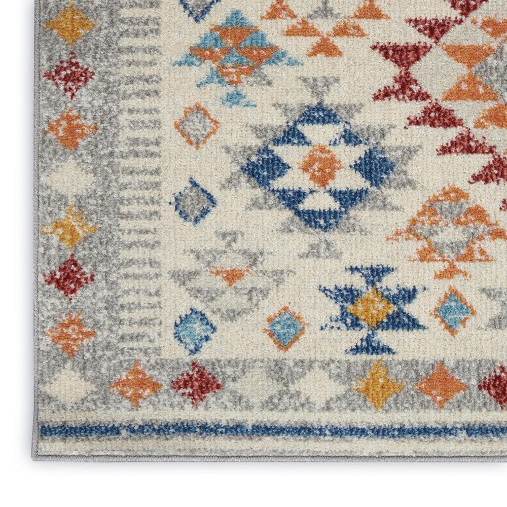 5' X 7' Ivory And Blue Geometric Area Rug