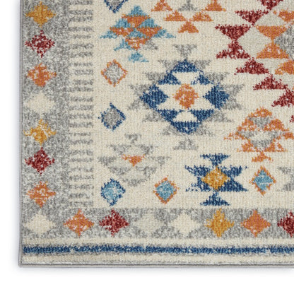 5' X 7' Ivory And Blue Geometric Area Rug