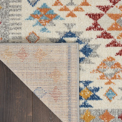 5' X 7' Ivory And Blue Geometric Area Rug