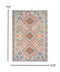 5' X 7' Gray And Ivory Geometric Dhurrie Area Rug