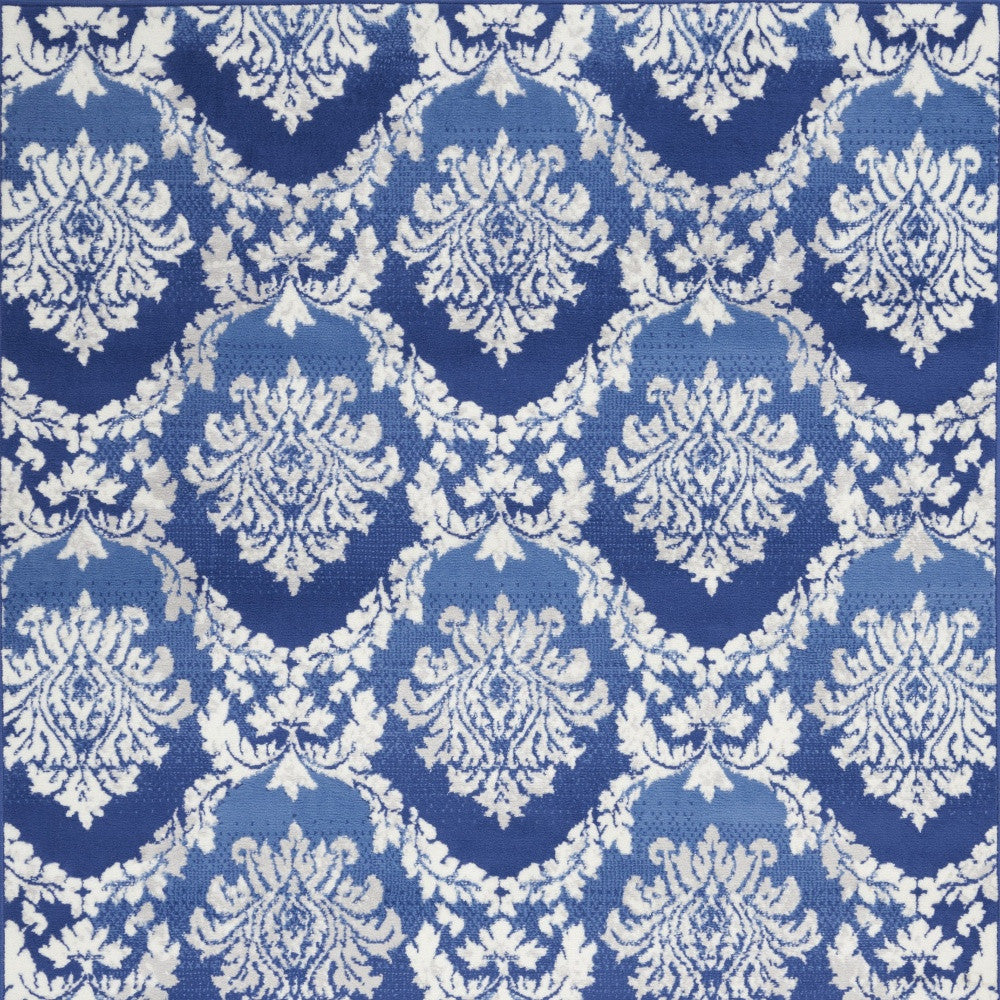 6' X 9' Blue Floral Dhurrie Area Rug