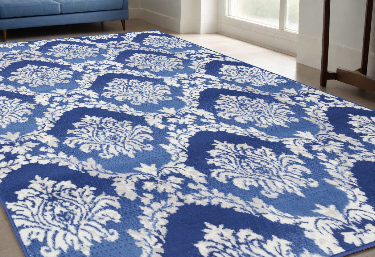 6' X 9' Blue Floral Dhurrie Area Rug