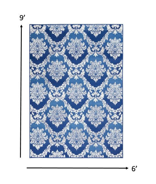 6' X 9' Blue Floral Dhurrie Area Rug