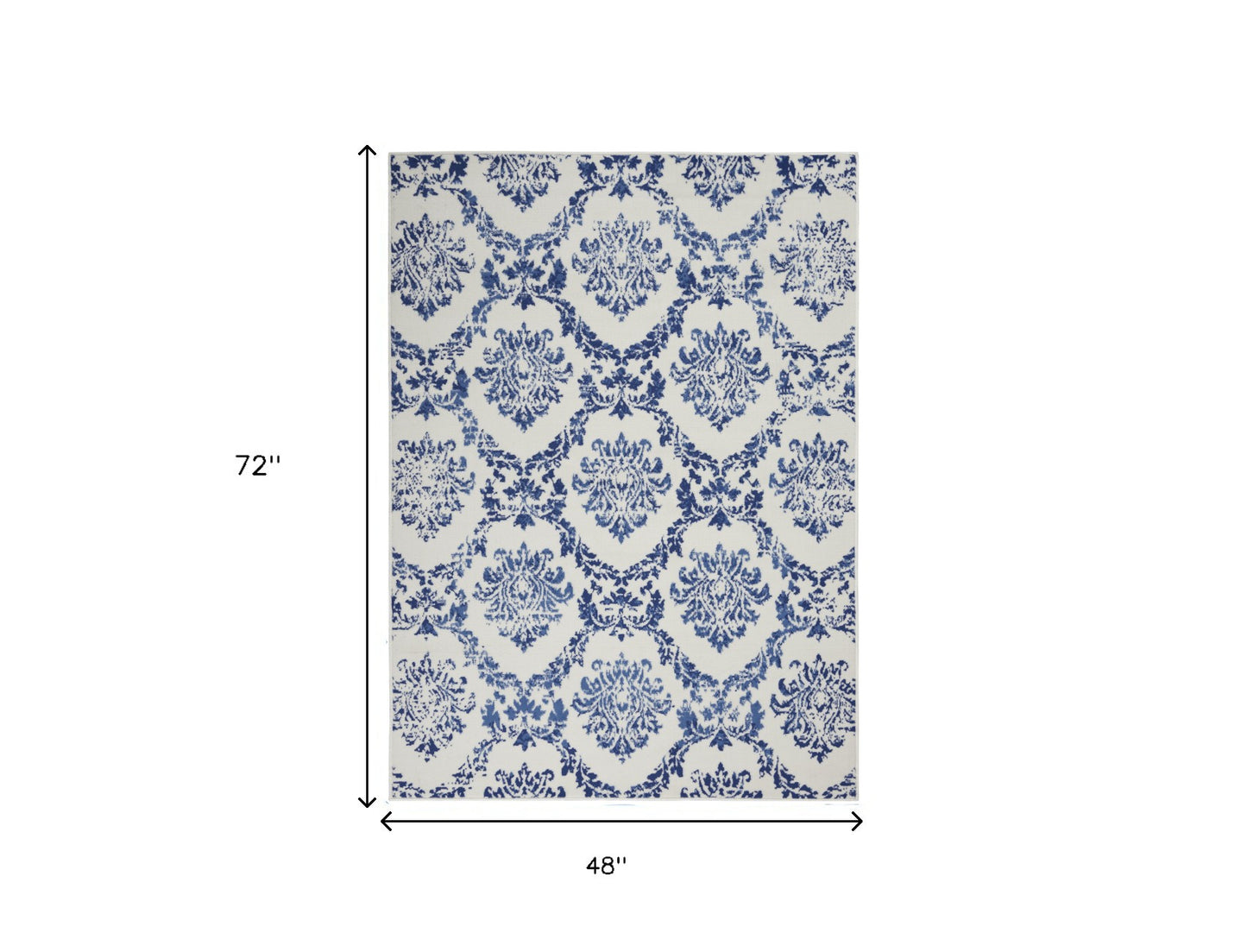 6' X 9' Blue Floral Dhurrie Area Rug