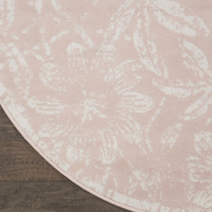 6' X 9' Ivory And Blue Damask Distressed Area Rug
