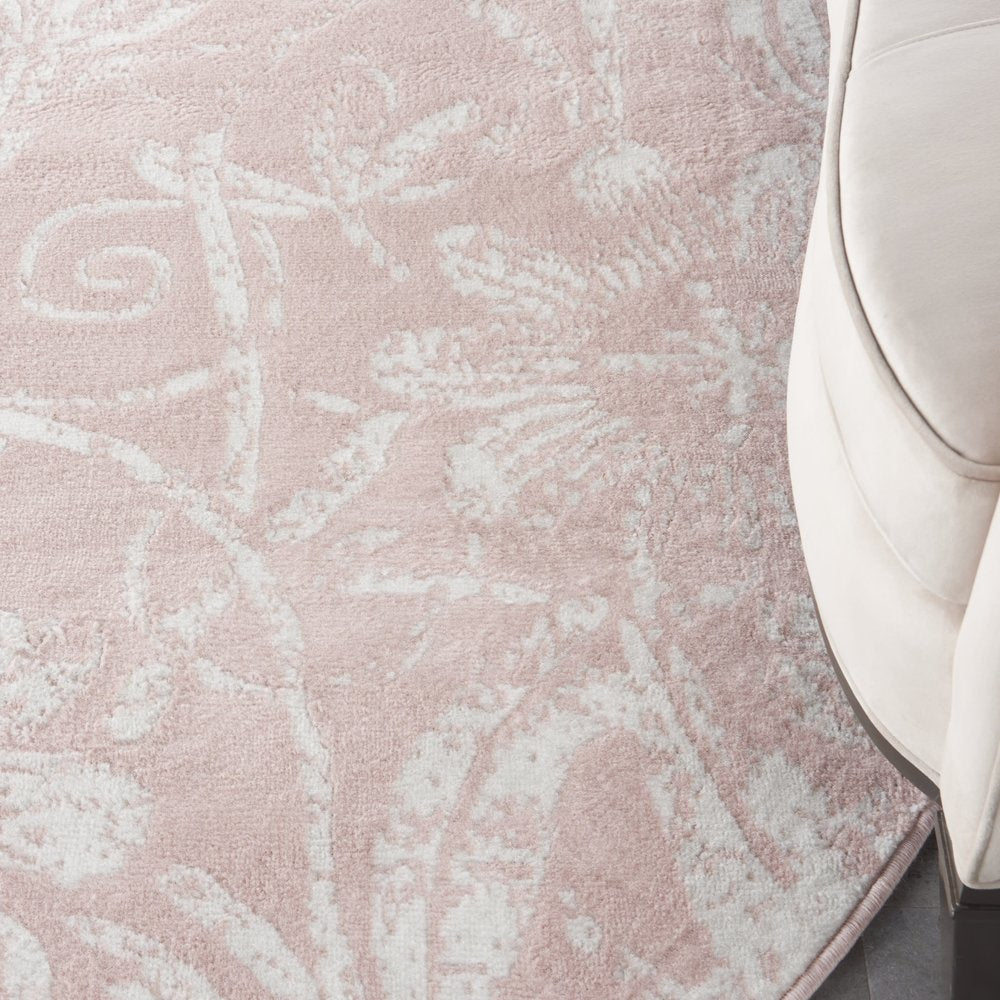 6' X 9' Ivory And Blue Damask Distressed Area Rug