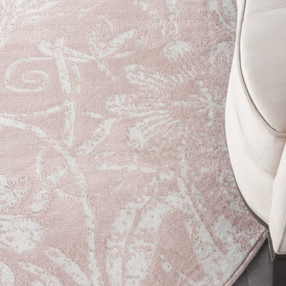 6' X 9' Ivory And Blue Damask Distressed Area Rug
