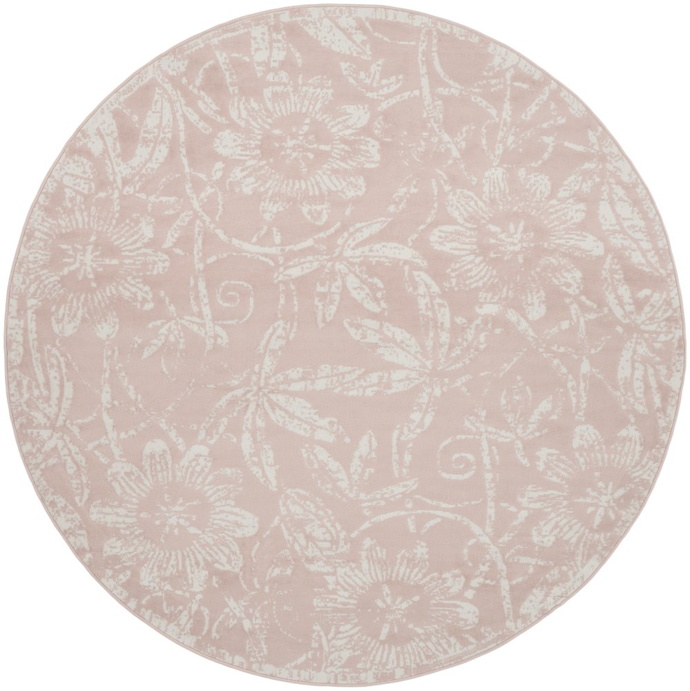 6' X 9' Ivory And Blue Damask Distressed Area Rug