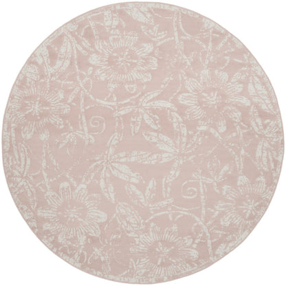 6' X 9' Ivory And Blue Damask Distressed Area Rug