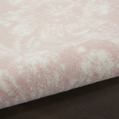 6' X 9' Ivory And Blue Damask Distressed Area Rug
