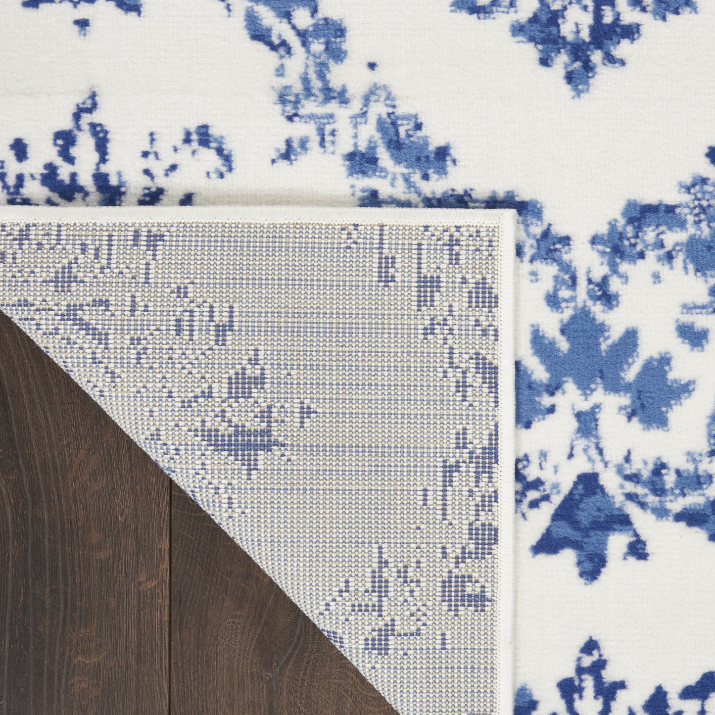 6' X 9' Blue And Ivory Damask Distressed Area Rug