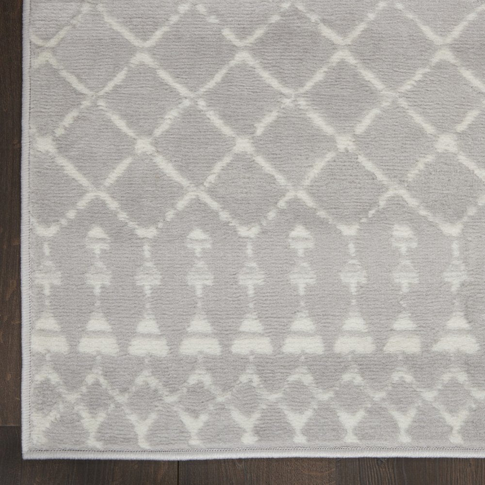 6' X 9' Ivory And Blue Geometric Area Rug