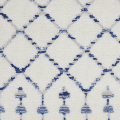 5' X 7' Ivory And Blue Geometric Area Rug