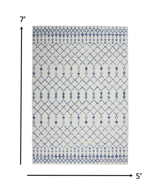 6' X 9' Ivory Geometric Berber Area Rug