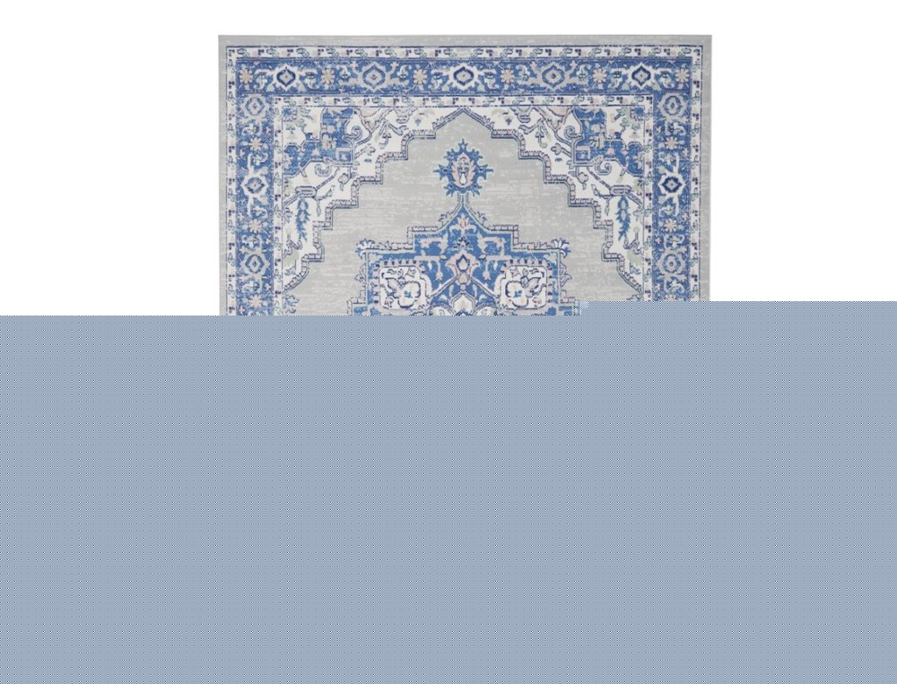 4' X 6' Ivory And Blue Medallion Area Rug