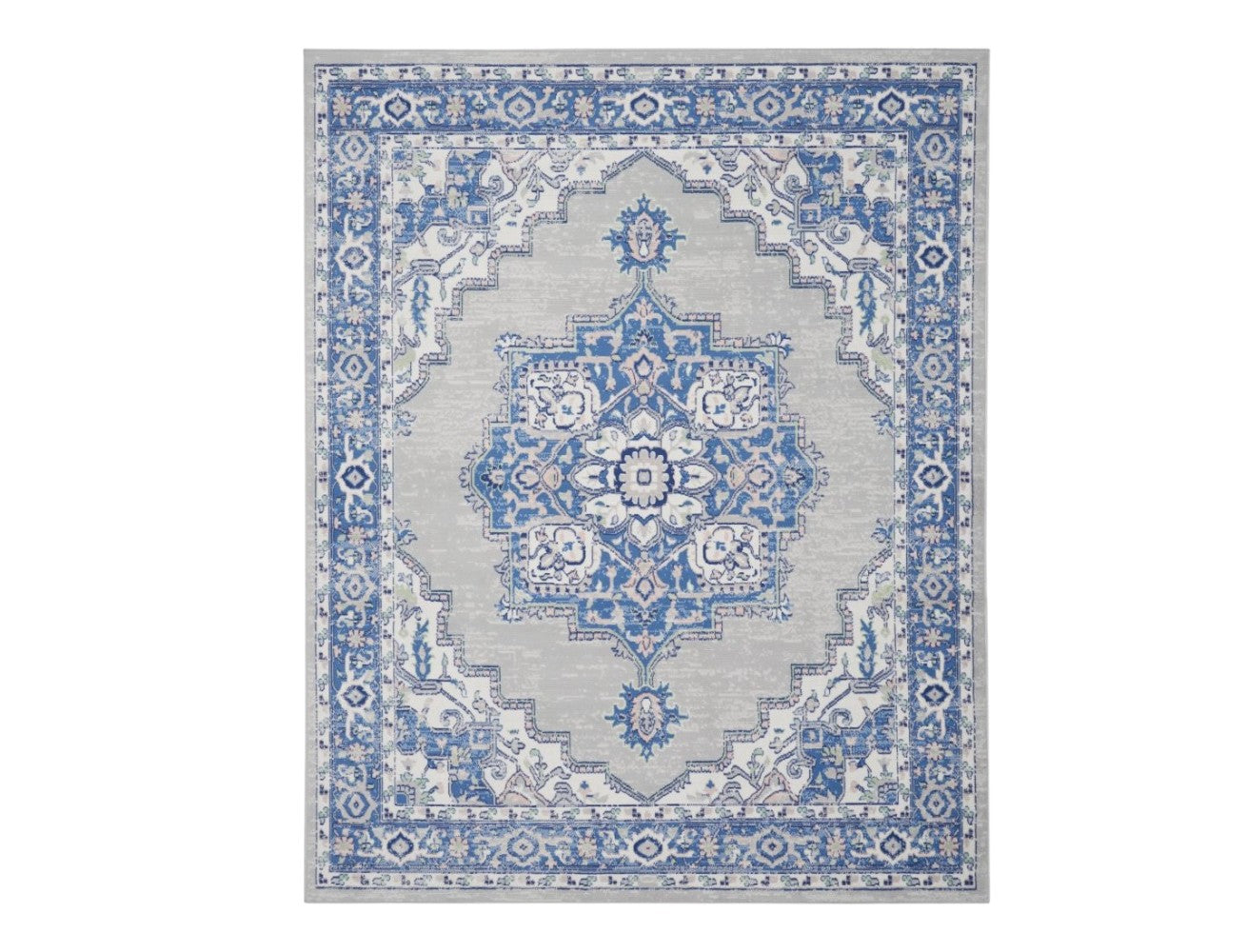 5' X 7' Navy Blue Floral Dhurrie Area Rug