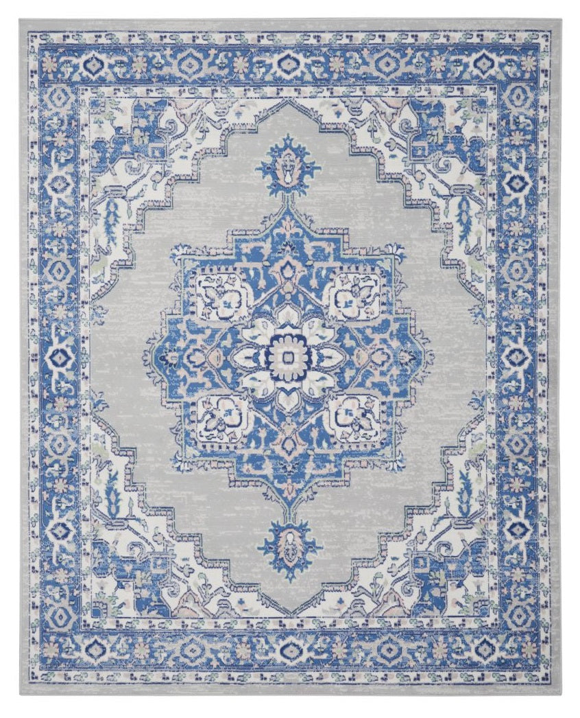 5' X 7' Navy Blue Floral Dhurrie Area Rug