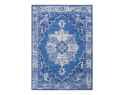 5' X 7' Navy Blue Floral Dhurrie Area Rug