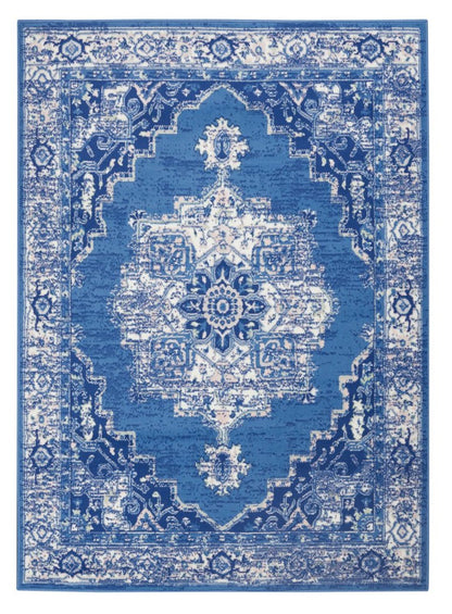 5' X 7' Navy Blue Floral Dhurrie Area Rug