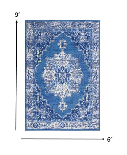 5' X 7' Navy Blue Floral Dhurrie Area Rug