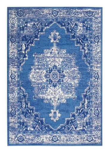 5' X 7' Navy Blue Floral Dhurrie Area Rug