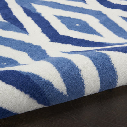 4' X 6' Ivory And Blue Geometric Area Rug