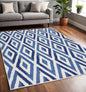 4' X 6' Ivory And Blue Geometric Area Rug