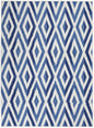 5' X 7' Blue And Ivory Geometric Dhurrie Area Rug